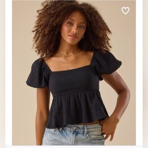 NWT Altar'd State Nia Tie Back Babydoll Top Black